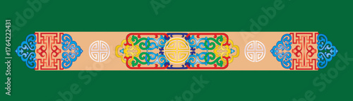 Buryad Mongolian frame ornament vector wallpaper	
