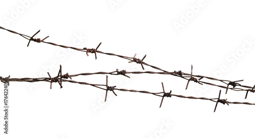 messy barbed wire isolated on white