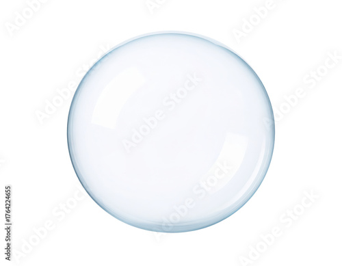 Delicate Soap Bubble Floating in MidAir on White Background.