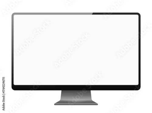 Modern computer monitor with blank white screen