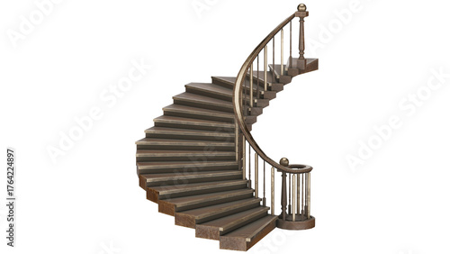 3d rendering curved wooden staircase