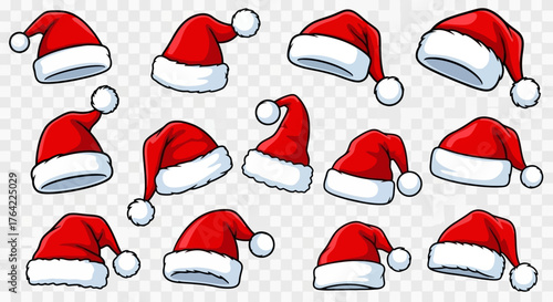 Festive Santa Hats A Collection of Christmas Headwear Illustrations
