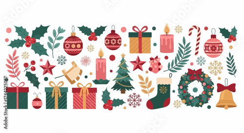 Christmas and Holiday Festive Icons and Graphic Elements