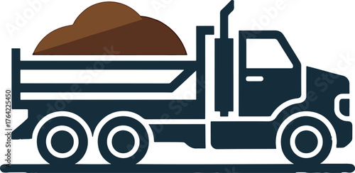Heavy duty dump truck hauling soil and dirt construction vehicle illustration art royalty free premium quality