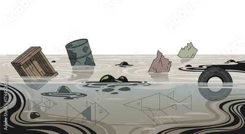 Water Pollution with Floating Garbage A Contaminated Ecosystem