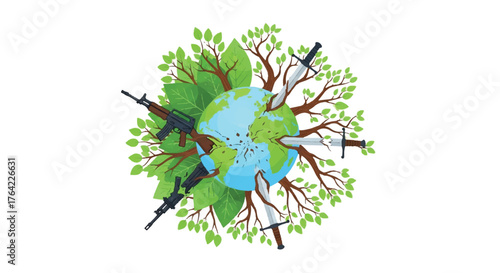 Protecting Earth A Visual Depiction of Environmental Harmony and Conflict, Whisk_35592d63ed79a91a21143fd3f7ca51cedr_vector