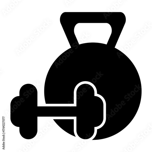 Kettlebell Silhouette For Fitness And Strength Training In Gym Black Isolated gym weight