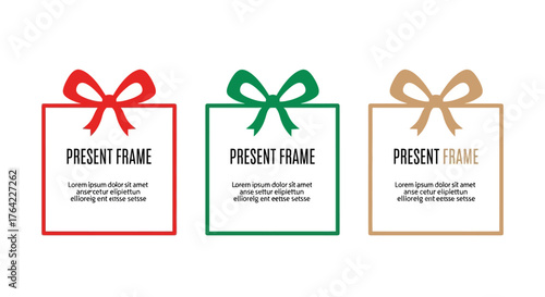 Colorful Present Frames with Bows Perfect for Holiday and Celebration Design