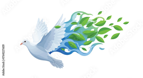 Dove of Peace Symbol of Hope, Freedom, and Environmental Harmony, in a Vector Illustration