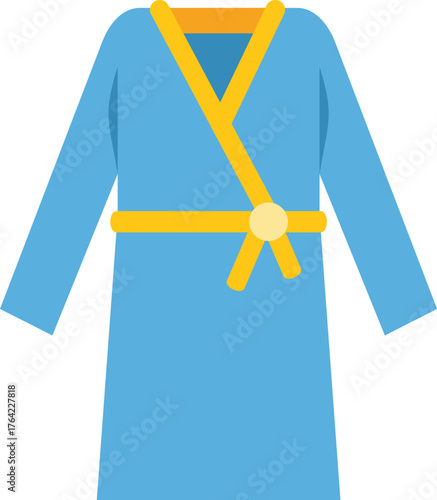 Flat vector icon of a bathrobe typically worn after taking a shower or bath