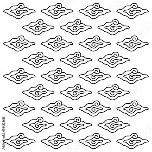 Mega mendung batik seamless pattern. Seamless pattern of traditional Indonesian batik. Traditional Indonesian cloud shaped batik motif from Cirebon.