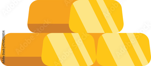 Small pile of three gold bars stacked together, gold reserves concept