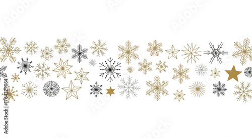 Golden and Silver Snowflakes Border for Festive Celebrations
