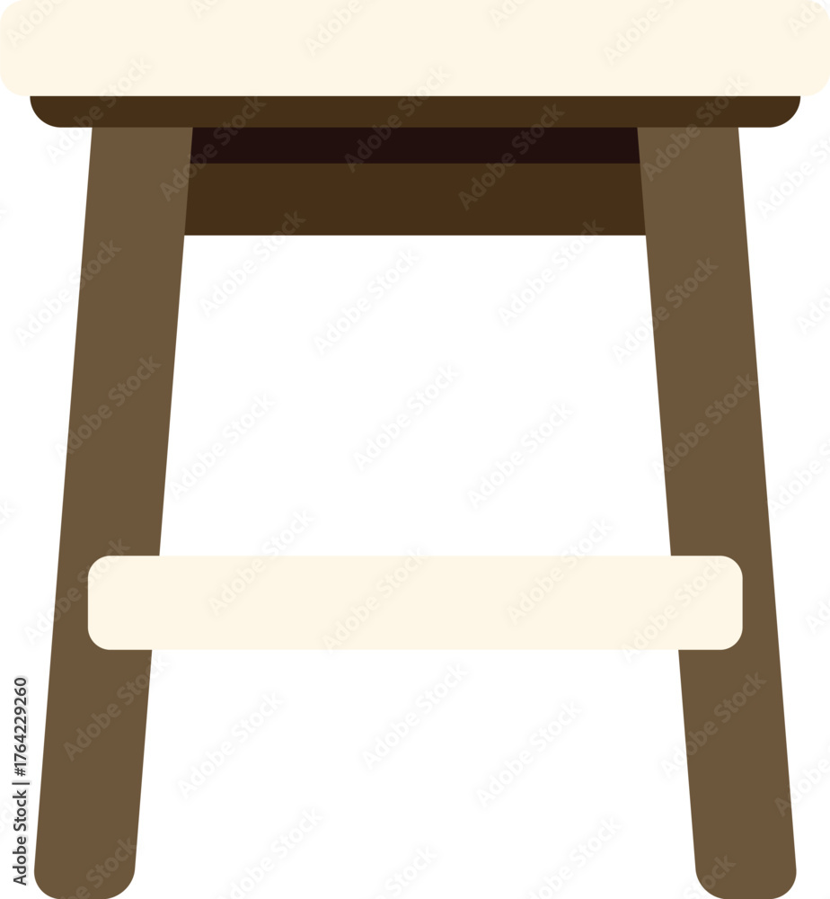 Fototapeta premium Simple bar stool presenting minimalist design, made of wood and featuring backrest and footrest, isolated on white background