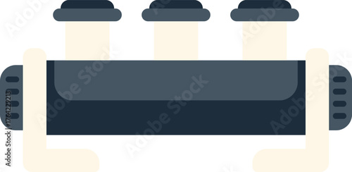 Illustration of an industrial water treatment system purifying water with filters