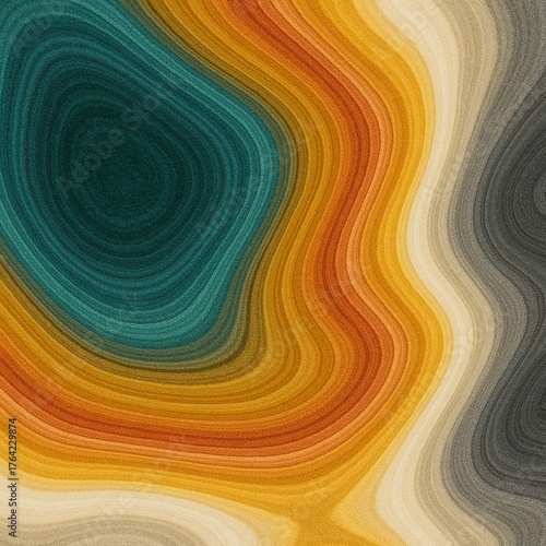 Abstract Agate Stone Texture with Teal, Orange, and Neutral Mineral Layers