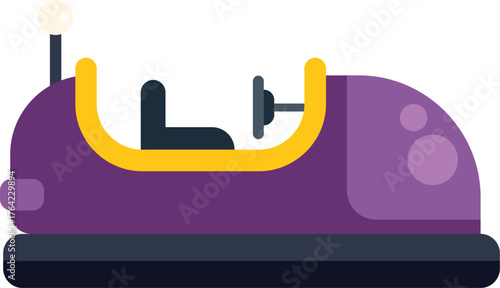 Purple bumper car is waiting for passengers to enjoy a thrilling ride