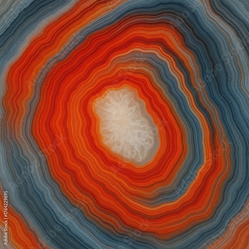 Abstract Agate Stone Texture with Red, Blue, and Ivory Mineral Layers