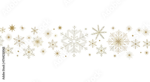Golden Snowflake Border Elegant Winter Holiday Design Element