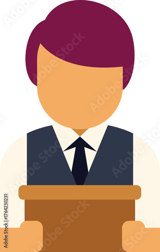 Politician standing behind podium making an announcement or giving a speech