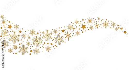 Golden snowflake flow with festive shimmer and celestial elegance for winter designs