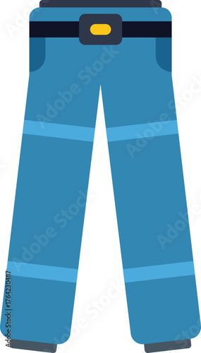 Blue jeans with belt are representing casual clothing style in flat design