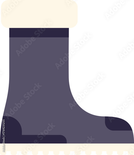 Warm winter boot, featuring a thick lining and sturdy sole, provides protection from cold weather