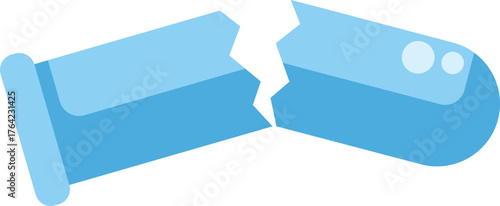 Blue capsule pill breaking open, potentially releasing medicine or other contents