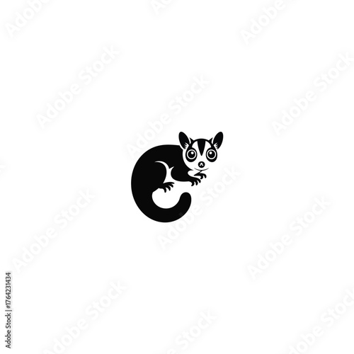 Cute Black and White Sugar Glider Illustration