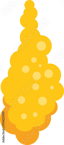 Group of yellow round bubbles rising and creating an abstract shape, ideal for backgrounds and textures
