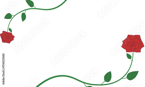 上下の角にツタがカーブしながら周りを囲むバラのフレーム