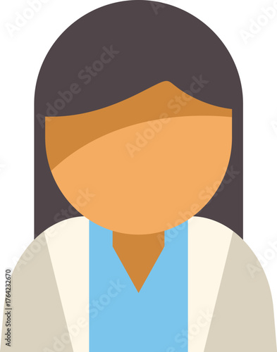 Faceless female doctor avatar wearing a lab coat is showing a medical occupation