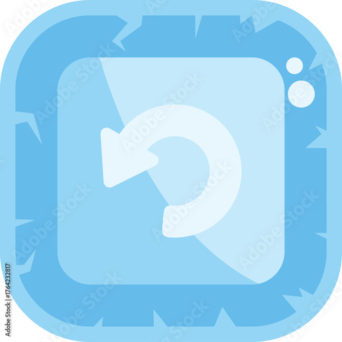 Refresh or reload icon with a counter clockwise arrow, in a cartoon style with a light blue color scheme