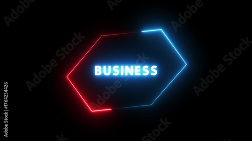 Neon Business text animation. Business and finance promotion text animation.