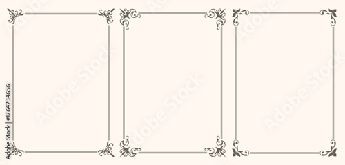 A set of simple vintage style frames for greetings, invitations or menus