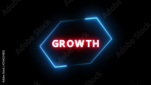 Neon Growth text animation. Business and finance promotion text animation.