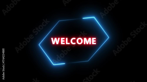 Neon Welcome text animation. Business and finance promotion text animation.