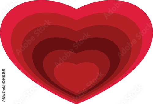 Red layered heart representing love, affection, and valentine's day
