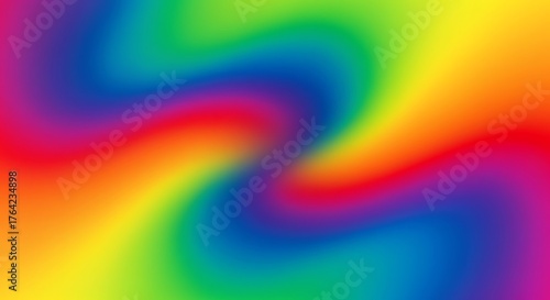 Vibrant abstract swirling rainbow gradient background with a psychedelic retro and colorful wavy pattern