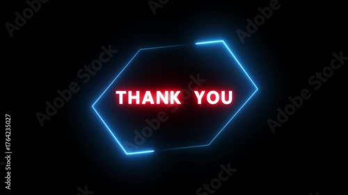 Neon Thank you text animation. Business and finance promotion text animation.