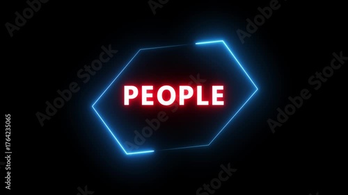 Neon People text animation. Business and finance promotion text animation.