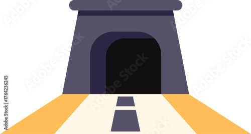 Road is leading into dark highway tunnel entrance, concept of mystery and adventure