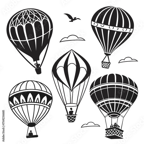 Vintage hot air balloons in the sky