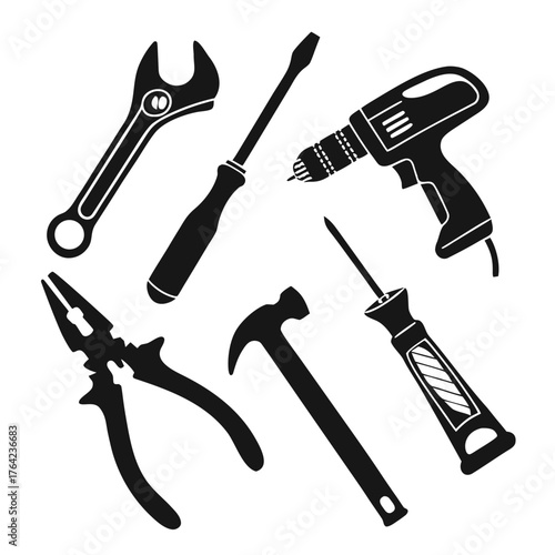 Hand tools collection for home repair and diy