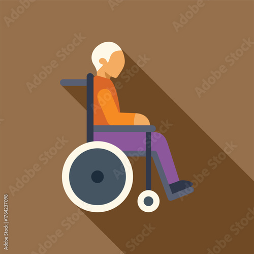 Senior citizen using wheelchair, promoting accessibility and independent living for elderly or disabled individuals