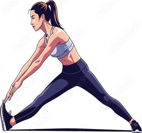 Young fit woman doing yoga or stretching exercise in a gym or studio to maintain a healthy lifestyle