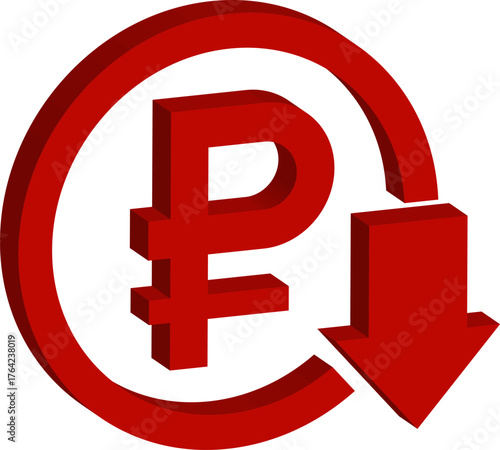 Green up and red down 3d arrow graph showing rising, descending trend, business result, profit or loss symbol symbol. Business arrow, goals concept. 3d world money symbols. Financial growth vector