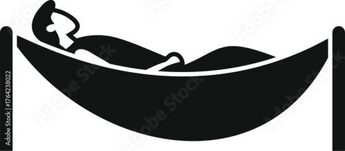 Silhouette of a man resting in a hammock, enjoying leisure time