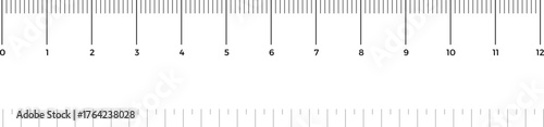 Ruler scale with markings and numbers in Inch centimeters and millimeters units, measuring metric scale. Graduated ruler vector illustration on a white background. Various measurement scales .