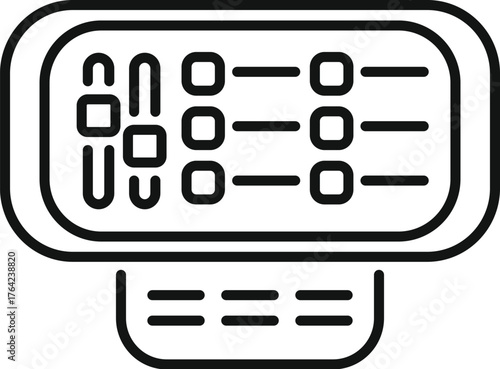 Electronic device showing knobs, sliders, buttons, and displaying a user interface for controlling parameters